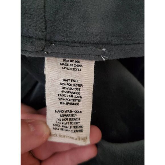 Soft Surroundings Hooded Velour Lagenlook Cream and Grey Cardigan Blanket Jacket - Picture 8 of 8